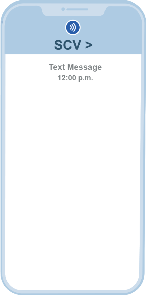 Phone showing a text message on short code 86423.